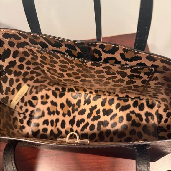 Kate Spade Black Tote with Leopard Print Pouch - Picture 5 of 12